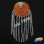 Beaded Spike Epaulet with Rhinestone Cupchain Fringe, EP-001 (sold per piece)