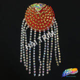 Beaded Spike Epaulet with Rhinestone Cupchain Fringe, EP-001 (sold per piece)