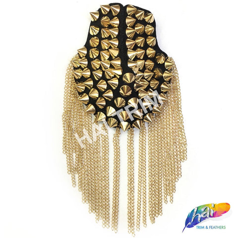 Spike Epaulets with Dangling Chain Tassels, EP-003 (sold per piece)