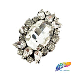 Oval Rhinestone Applique on Felt Backing, BA-056