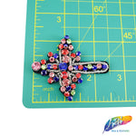 Red/Blue/Pink Small Cross Rhinestone Beaded Applique, BA-049