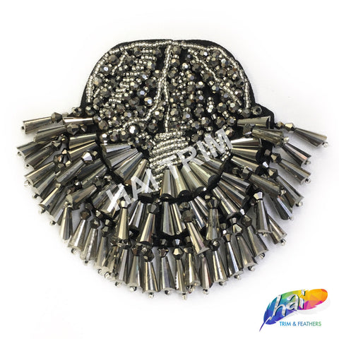 Beaded Gunmetal Epaulet, EP-014 (sold per piece)