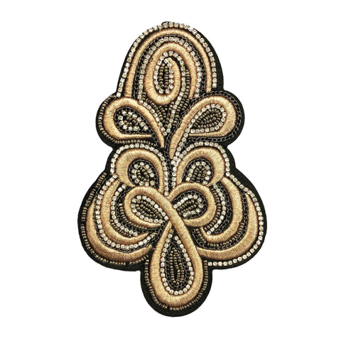 Light Rose Gold Embroidered Beaded Rhinestone Epaulet, EP-023 (sold per piece)