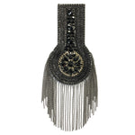 Rhinestone Chain Epaulet with Dangling Ball Chain Tassels, EP-029 (sold per piece)