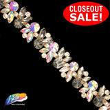 CLOSEOUT! 5 yards of Black Diamond/Crystal AB Fancy Colored Rhinestone Trimming, YH-200