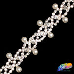 1/2” Spiral Crystal Pearl Rhinestone Trim, PRL-07