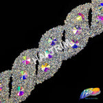 2 5/8” Silver AB Spiral Rhinestone Iron on Trim, IRT-109