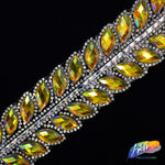 SALE! 1 5/8" 2-row Cateye Rhinestone Iron on Trim, IRT-004