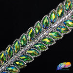 SALE! 1 5/8" 2-row Cateye Rhinestone Iron on Trim, IRT-004