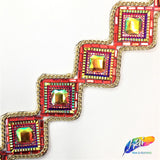 1 7/8" Multicolored Diamond Iron on Trim, IRT-013