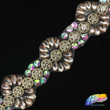 SALE! 1 3/4” Rhinestone Flower Plastic Iron on Trim, IRT-014