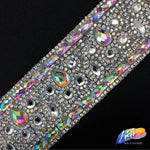 1 3/4" Crystal AB Multi-stone Rhinestone Iron on Trim, IRT-015