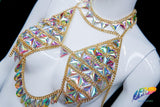 Chained Crystal AB Stone Bra Top, XY5000