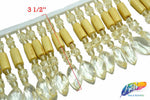 SALE! 3 1/2" Beaded Fringe with Acrylic and Wood Beads, FR-004