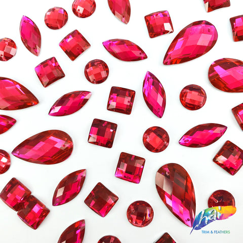 Hot Pink Resin Stones DD136 Hai Trim Feathers