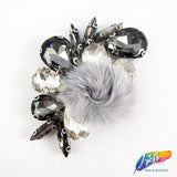 Colorful Glass Beaded Applique with Fur, BA-066