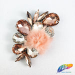 Colorful Glass Beaded Applique with Fur, BA-066