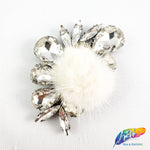 Colorful Glass Beaded Applique with Fur, BA-066