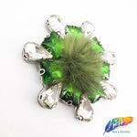 Colorful Glass Beaded Applique with Fur, BA-065