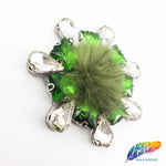 Colorful Glass Beaded Applique with Fur, BA-065