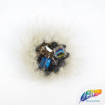 Colorful Glass Beaded Applique with Fur, BA-067