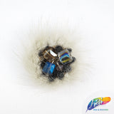 Colorful Glass Beaded Applique with Fur, BA-067