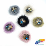 Colorful Glass Beaded Applique with Fur, BA-067