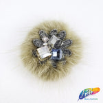 Colorful Glass Beaded Applique with Fur, BA-067