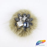 Colorful Glass Beaded Applique with Fur, BA-067