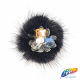 Colorful Glass Beaded Applique with Fur, BA-067