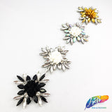 Diamond Flower Rhinestone Iron On Applique with Faux Suede Petals, IA-004