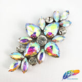 Glass Rhinestone Flower Motif Iron On Applique, IA-001