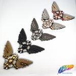 Flying Bird Beaded Rhinestone Motif Applique, BA-026