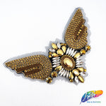 Flying Bird Beaded Rhinestone Motif Applique, BA-026