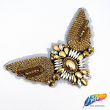 Flying Bird Beaded Rhinestone Motif Applique, BA-026