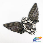 Flying Bird Beaded Rhinestone Motif Applique, BA-026