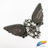 Flying Bird Beaded Rhinestone Motif Applique, BA-026