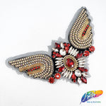 Flying Bird Beaded Rhinestone Motif Applique, BA-026