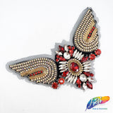 Flying Bird Beaded Rhinestone Motif Applique, BA-026