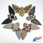 Flying Bird Beaded Rhinestone Motif Applique, BA-026