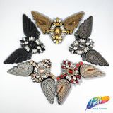 Flying Bird Beaded Rhinestone Motif Applique, BA-026