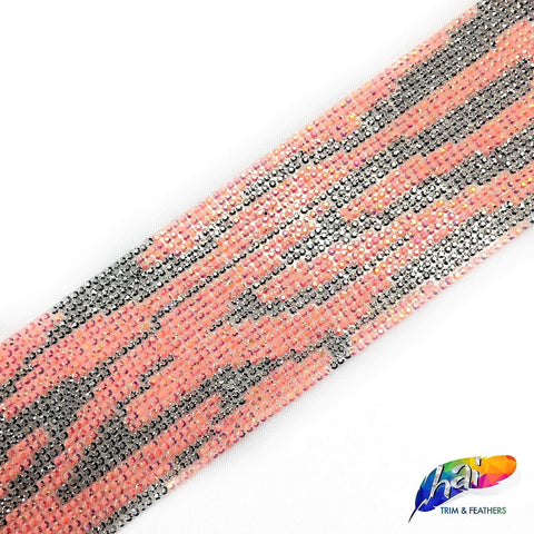 SALE! 2” Abstract Color Rhinestone Iron on Trim, IRT-038