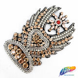 Heart on Fire Beaded Rhinestone Motif Applique,  BA-016