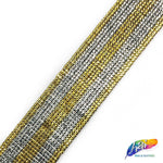 1 1/4” Gold/Silver Square Stud Rhinestone Iron on Trim, IRT-049