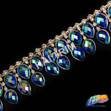 1 1/4” 2-row Dangling Colored Teardrop Rhinestone Trim Fringe, ACR-020