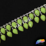 SALE! 1 1/4" 2-row Dangling Matte Color Teardrop Rhinestone Trim Fringe, ACR-20-1