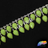 SALE! 1 1/4" 2-row Dangling Matte Color Teardrop Rhinestone Trim Fringe, ACR-20-1