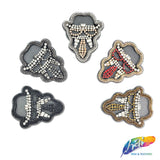 Cowboy Beaded Rhinestone Applique on Mesh, BA-023