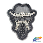 Cowboy Beaded Rhinestone Applique on Mesh, BA-023