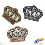 Crown Beaded Rhinestone Applique, BA-021